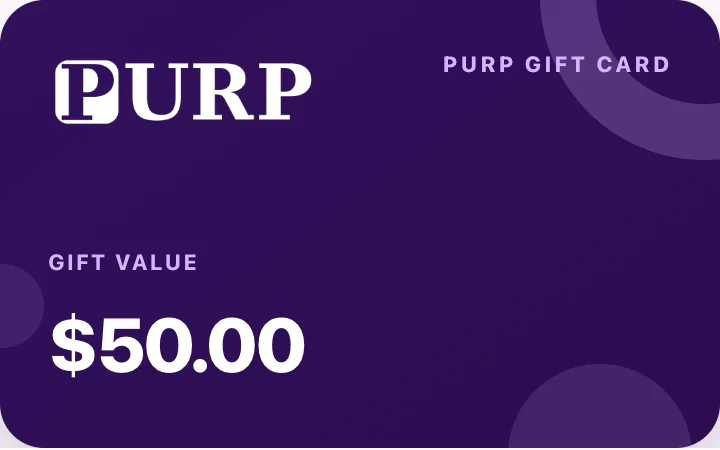 A PURP gift card worth $50.00